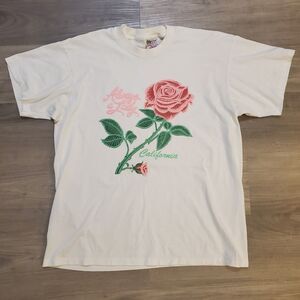 Vtg Single Stitch Graphic Print T Shirt XL California Always A Lady Funny Pink